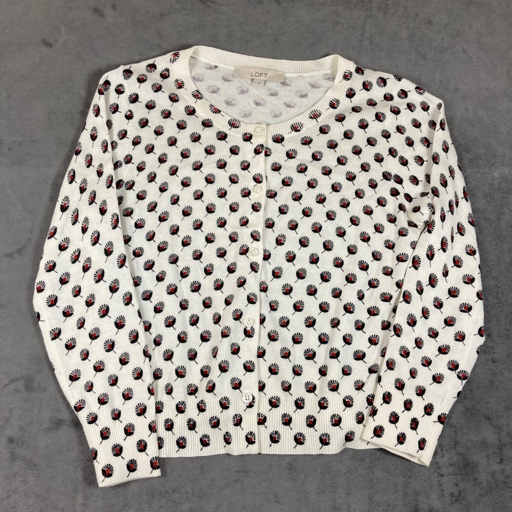 Loft Ann Taylor Women's Floral Print Button Front Cardigan Sweater M